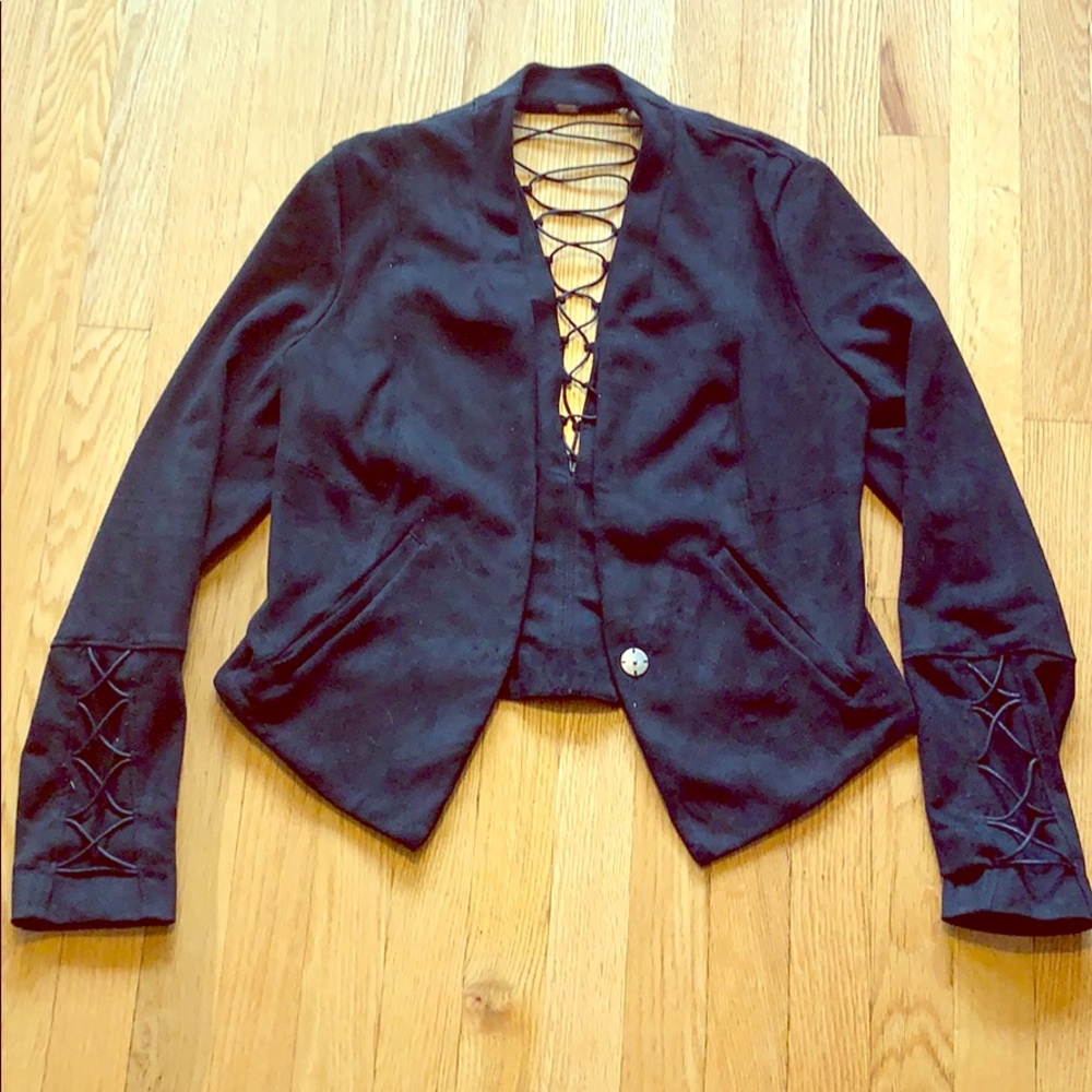 suede cropped blazer